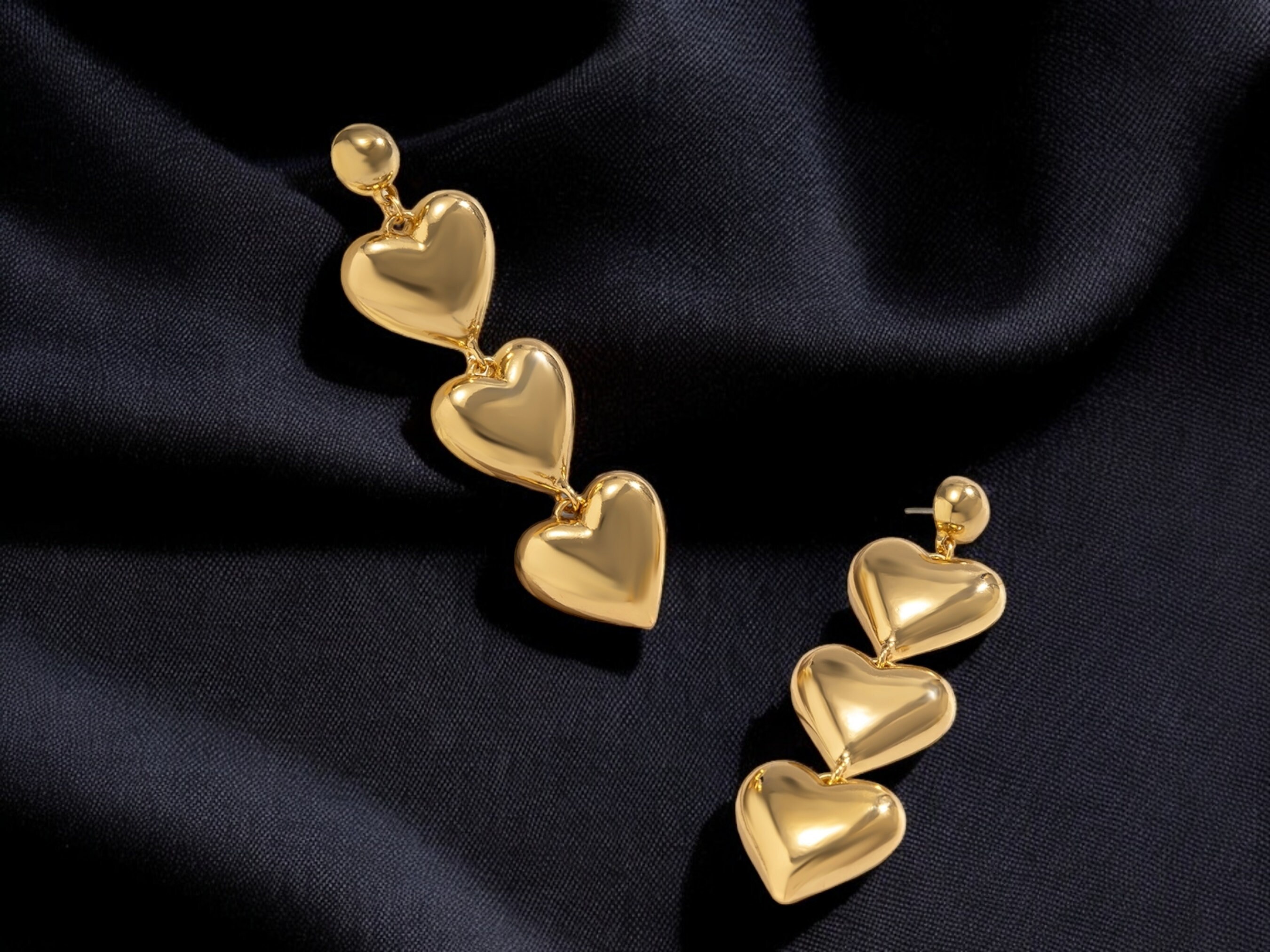 Orecchini Pendenti A Cuore Oro &ndash; Lunghi 2,5 Pollici &ndash; Leggeri, A Gancetto, In Metallo