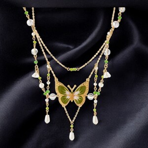 Gothic Mesh Metal Chain Choker - Y2K Butterfly Pendant Necklace