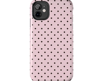 Pink Black Polka Dot Phone Case | Tough Phone Case
