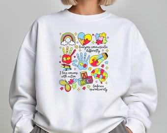 Autism Awareness Sweatshirt: Puzzle Piece Neurodiversity Support