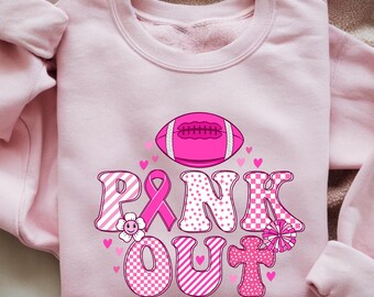 Pink Out voetbalsweater, gepersonaliseerde borstkankertrui, borstkankersweatshirt, Breast Cancer Awareness, Breast Cancer Awareness-hoodie aanpakken