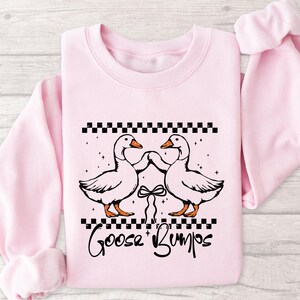 Goose Bumps Sweatshirt, Aesthetic Geese Crewneck, Cute Cottagecore Goose Shirt - Vintage Farmhouse Embroidery - Cozy Retro Animal Lover Tee