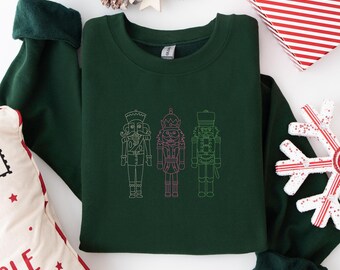 Embroidered Nutcracker Christmas Sweatshirt: Holiday Soldier Design