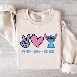 Stitch Shirt, Lilo and Stitch Scrump Shirt, Peace Love and Stitch, Disney Shirt, Graphic Sweater, Bleach Shirt, Bleached Graphic Sweatshirt