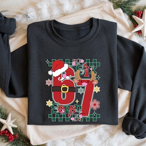 Christmas 7th Birthday Sweatshirt, Santa Reindeer Kids Xmas Shirt, Holiday Birthday Outfit, Cute Christmas Party Sweatshirt
