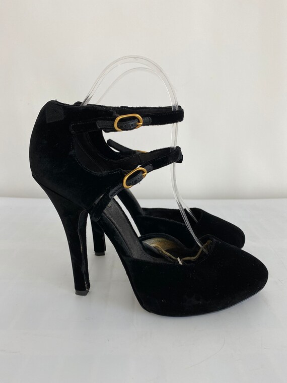 Dolce & Gabbana Velvet Platform Mary Jane Pumps Bl