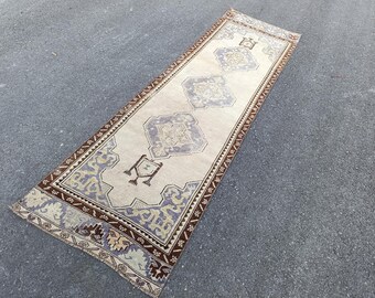 Vintage Turkish Runner Rug 3x10 – Handmade Wool Carpet