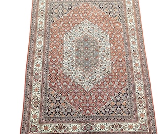 Vintage Hand-Knotted Wool Rug – 8.11x11.8 ft Persian Style Medallion Design Rug