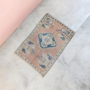Turkish rug (1.9x2.6) ft. vintage mat rug bathroom decor rug antique small rug home living decor rug