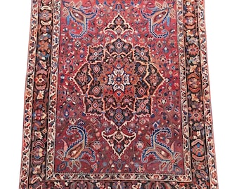 Rare! Persian Wool Rug: 9.2x11.3 ft, Hand-Knotted Medallion Red Area Rug