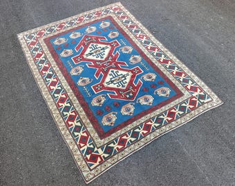 Vintage Oushak Large Rug 8x10 – Handmade Wool Oriental Carpet