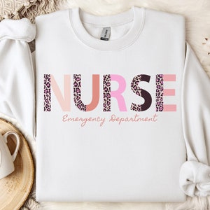 Emergency Department Nurse Sweatshirt: Leopard Print ER Nurse Gift