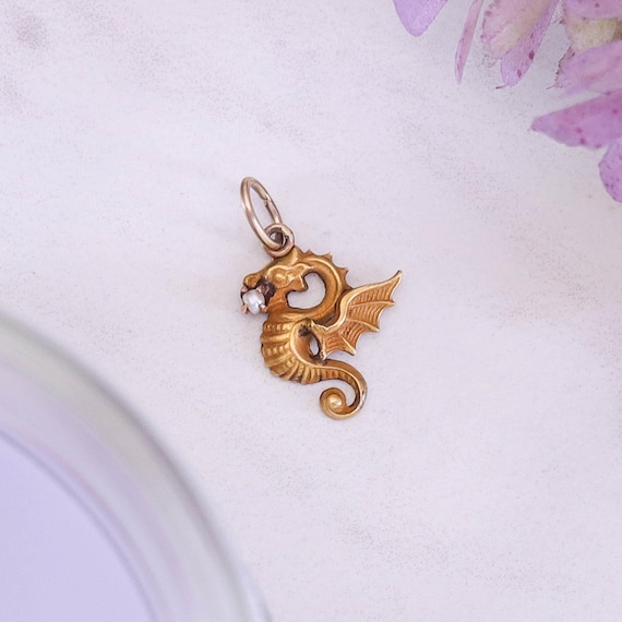 Antique Dragon Charm of 10k Gold