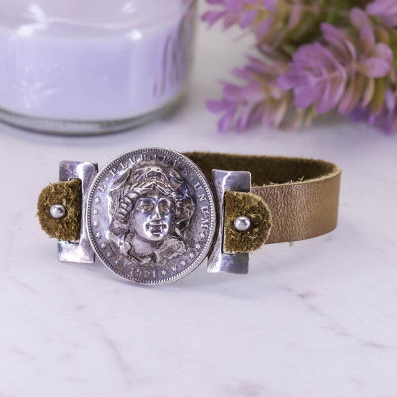 Antique Silver Lady Liberty Coin Bracelet Etsy UK
