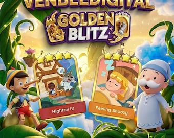 Golden Blitz Stickers " Hightail It! + Feeling Snoozy " Monopoly_Go 4 Star Sticker