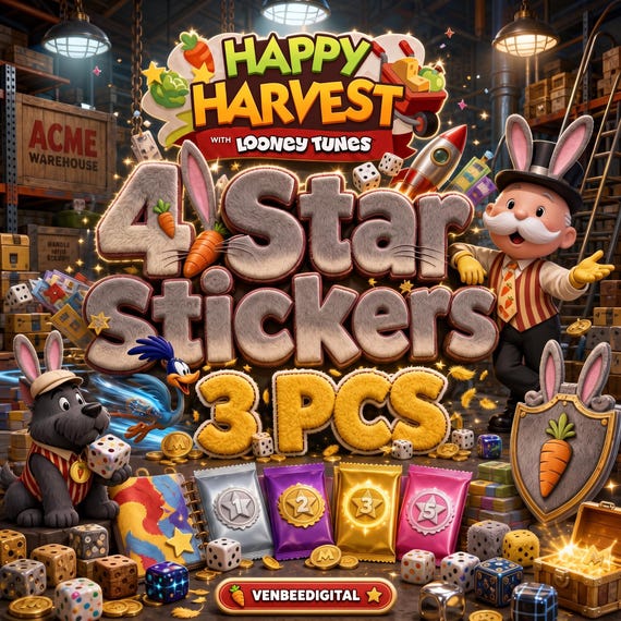 Monopoly_Go Sticker 4 Stars - Happy Harvest album - 3pcs/order