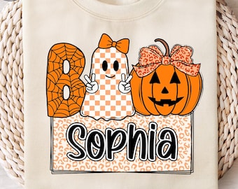 Boo png, boo ghost png, personalized halloween kids name png, spooky season png, halloween girls png, halloween pumpkin png, kids halloween