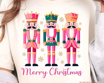 Pink nutcracker friends png, glitter nutcracker png, retro christmas png, pink christmas png, pink nutcracker png, merry christmas png, bow