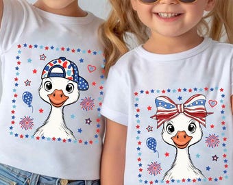 Girl goose png, boy goose png, 4th of july kids png, goose 4th of july png, patriotic kids png, silly goose girl png boy summer png