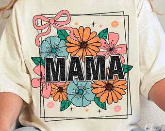 Floral mama png, boho mama png, mothers day png, mama floral png, preppy mama png, retro mama flower png, mama coquette png, mama bow png