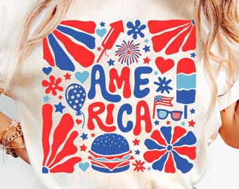 Floral 4 de julio Png, png patriótico, png del 4 de julio, png retro américa, png del Día de los Caídos, png de Girly USA, png del Día de la Independencia, png de EE. UU.