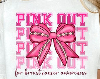 Football pink out png, breast cancer awareness png, breast cancer football png, pink ribbon, game day png, in october we wear pink, pink bow