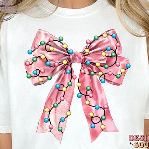 Coquette christmas png, christmas girly png, coquette bow png, trending png, christmas sublimation, holiday vibes png, pink bow png image 1
