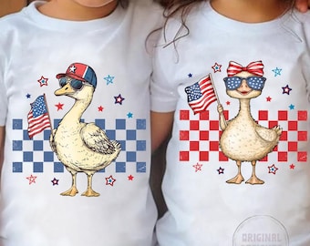 Girl boy 4th of july goose png, 4th of july kids png, patriotic goose png, patriotic kids png, july 4th kids name png, american boy png, bow