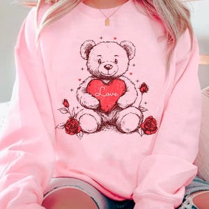 Be mine png, coquette valentines png, retro teddy bear png, valentine bow png, xoxo png, bear with heart png, love png, valentine heart png image 6