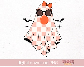 Spooky ghost png, ghost blowing bubble gum png, spooky vibes png, halloween coquette png, fall vibes png, halloween mama png, floral ghost