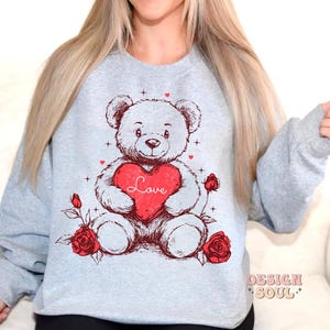 Be mine png, coquette valentines png, retro teddy bear png, valentine bow png, xoxo png, bear with heart png, love png, valentine heart png image 4