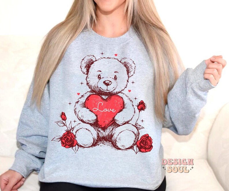Be mine png, coquette valentines png, retro teddy bear png, valentine bow png, xoxo png, bear with heart png, love png, valentine heart png image 4