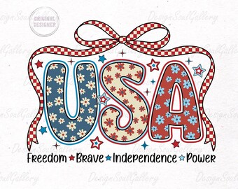 Coquette USA png, land of the free png, 4th of july png, American Girly Png, America Png, Independence Day, America Coquette Bow Png