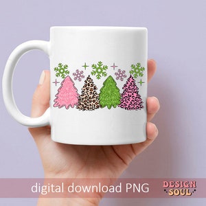 Leopard christmas tree png, leopard christmas print png, merry and bright png, pink christmas png, girly christmas png, coquette christmas image 6
