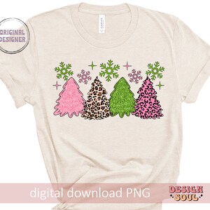 Leopard christmas tree png, leopard christmas print png, merry and bright png, pink christmas png, girly christmas png, coquette christmas image 4