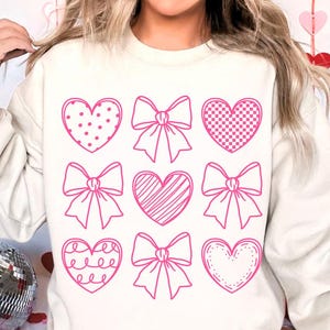 Valentine bow png, xoxo png, heart bow png, valentine coquette heart png, doodle heart, valentine shirt design, checkered valentine png image 6
