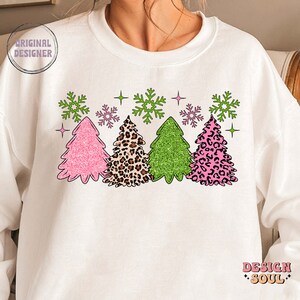 Leopard christmas tree png, leopard christmas print png, merry and bright png, pink christmas png, girly christmas png, coquette christmas image 2