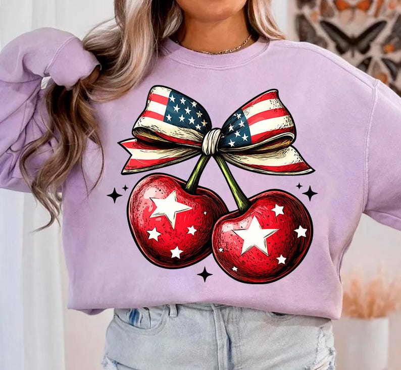 Kokarda American Cherry Coquette Png, Trendy America Png, Amerykańska Kokietka Png, 4 lipca Png, Dzień Pamięci PNG, Dziewczęca USA Png, Czwarty lipca zdjęcie 1