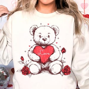 Be mine png, coquette valentines png, retro teddy bear png, valentine bow png, xoxo png, bear with heart png, love png, valentine heart png image 2