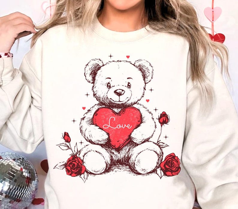 Be mine png, coquette valentines png, retro teddy bear png, valentine bow png, xoxo png, bear with heart png, love png, valentine heart png image 2
