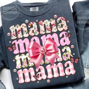 Pärlmamma png, blommig mamma png, mors dag png, preppy mamma blommig pärlkokett rosett, grandmillennial mamma png, rosblommig mamma png, mamma bild 7