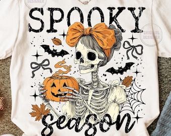 Coquette spooky season png, halloween skeleton png, preppy halloween png, halloween shirt design, halloween bow png, skull fall bow png