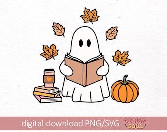 Book ghost pumpkin svg png, bookish halloween svg, cozy readers book club png, bookish girlie svg, spooky book club png, fall bookish png