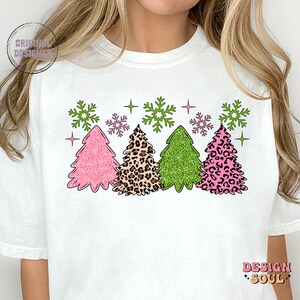 Leopard christmas tree png, leopard christmas print png, merry and bright png, pink christmas png, girly christmas png, coquette christmas image 3