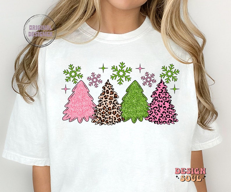 Leopard christmas tree png, leopard christmas print png, merry and bright png, pink christmas png, girly christmas png, coquette christmas image 3