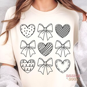 Valentine bow png, xoxo png, heart bow png, valentine coquette heart png, doodle heart, valentine shirt design, checkered valentine png image 8