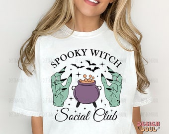 Spooky witch social club png, witch png, coquette halloween png, retro halloween png, sublimation design, spooky season, bad witch vibes png