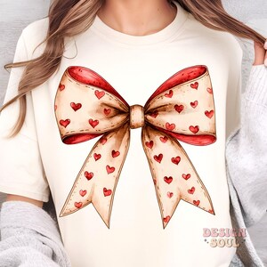 Valentine's day Heart Coquette bow Png, Retro Valentine Shirt Design, Valentine's Day Png, Valentine Love Png, valentine's day bow png image 2