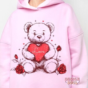 Be mine png, coquette valentines png, retro teddy bear png, valentine bow png, xoxo png, bear with heart png, love png, valentine heart png image 3