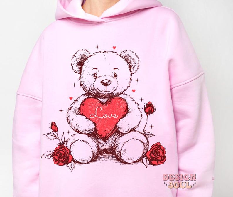 Be mine png, coquette valentines png, retro teddy bear png, valentine bow png, xoxo png, bear with heart png, love png, valentine heart png image 3